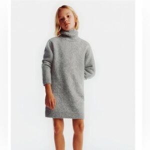 Zara Girls Cozy Gray Turtleneck Sweater Dress